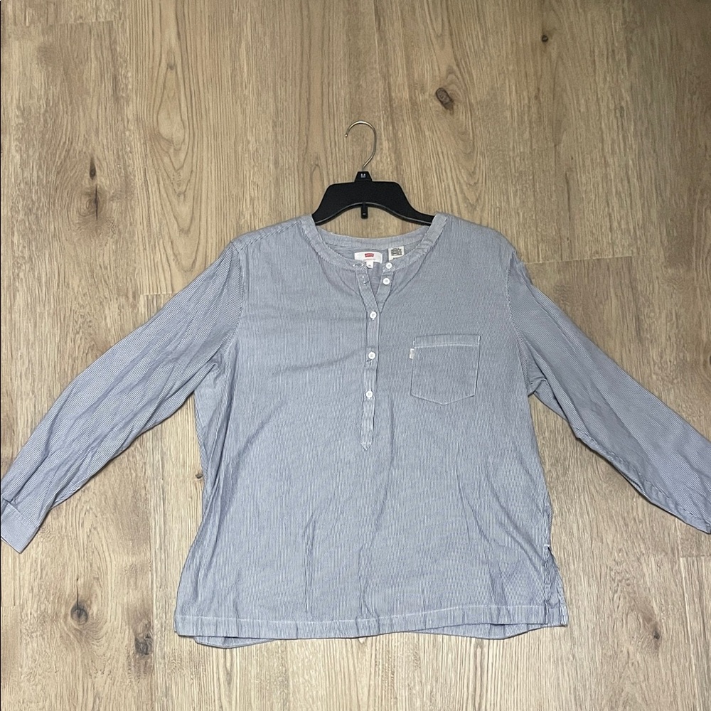 Levi's Blue and White Striped Shirt